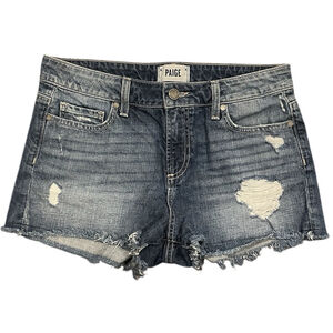 PAIGE Denim Daryn Jean Distressed Shorts Size 27 Medium Wash Cutoff